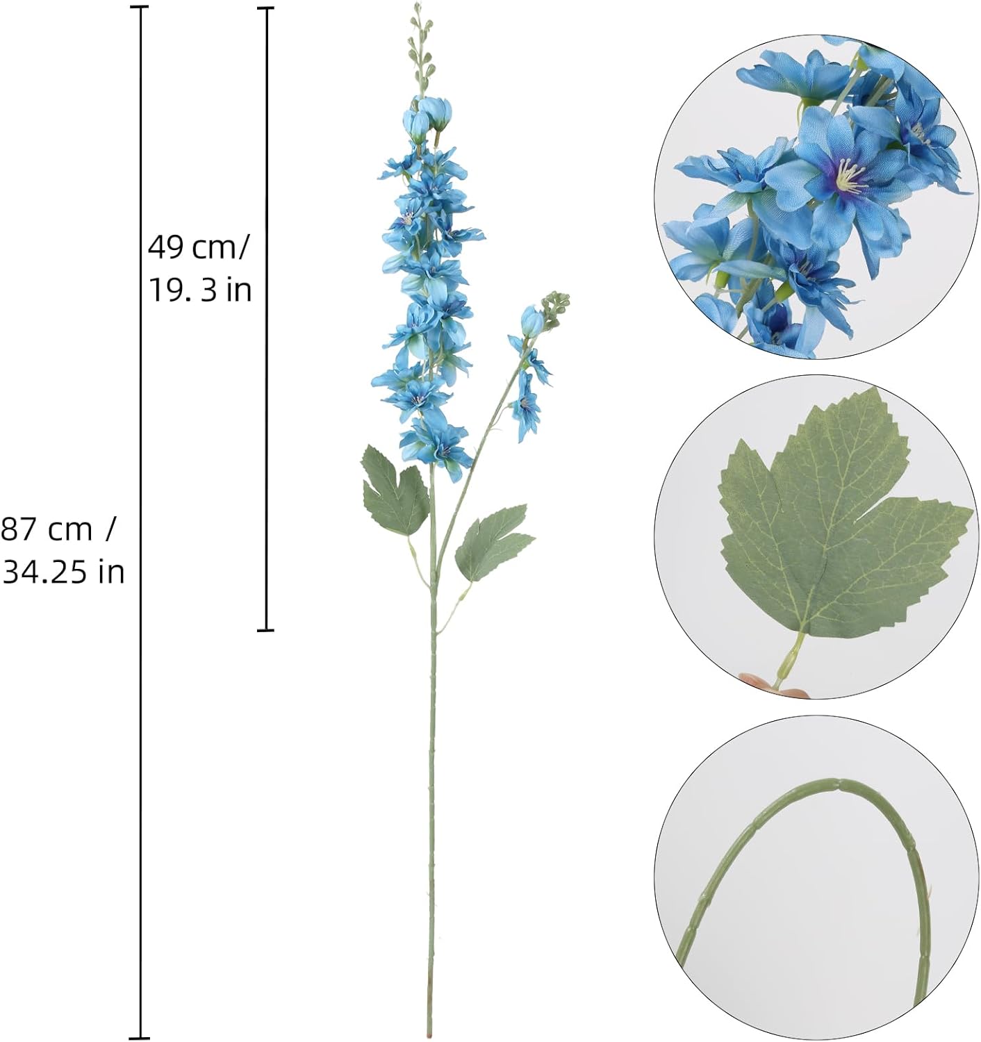 6PCS Blue Delphinium Artificial Flowers 33" Larkspur Silk Flowers for Tall Vase Long Stem Fake Blue Flowers for Wedding Centerpieces Faux Flowers for Home Decor Indoor (Blue)