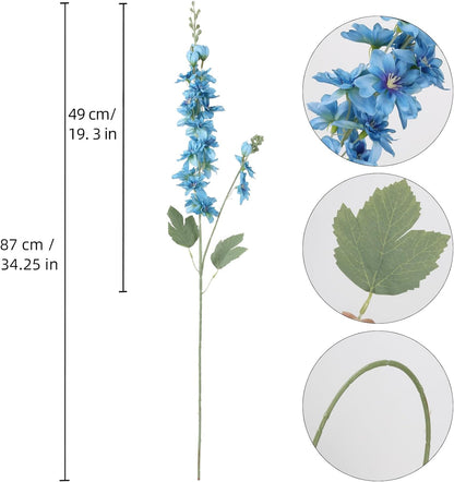 6PCS Blue Delphinium Artificial Flowers 33" Larkspur Silk Flowers for Tall Vase Long Stem Fake Blue Flowers for Wedding Centerpieces Faux Flowers for Home Decor Indoor (Blue)