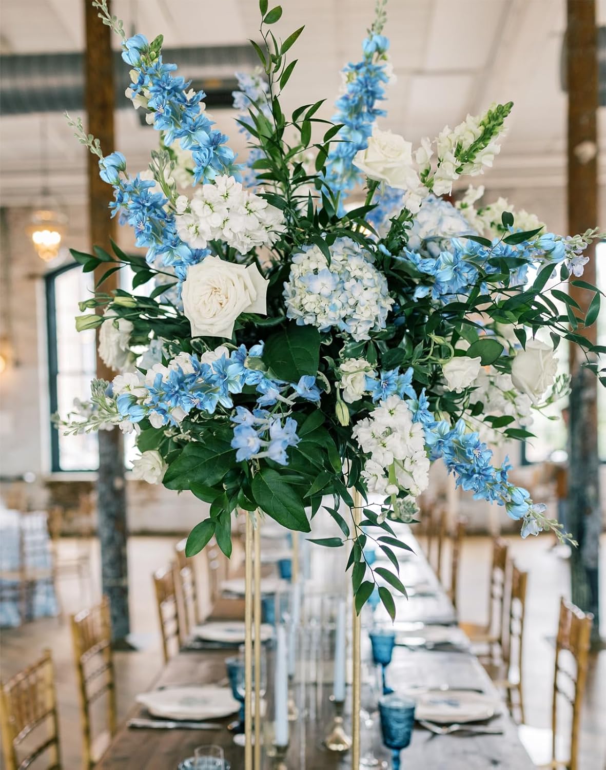 6PCS Blue Delphinium Artificial Flowers 33" Larkspur Silk Flowers for Tall Vase Long Stem Fake Blue Flowers for Wedding Centerpieces Faux Flowers for Home Decor Indoor (Blue)