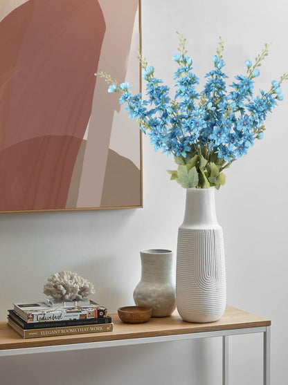 6PCS Blue Delphinium Artificial Flowers 33" Larkspur Silk Flowers for Tall Vase Long Stem Fake Blue Flowers for Wedding Centerpieces Faux Flowers for Home Decor Indoor (Blue)