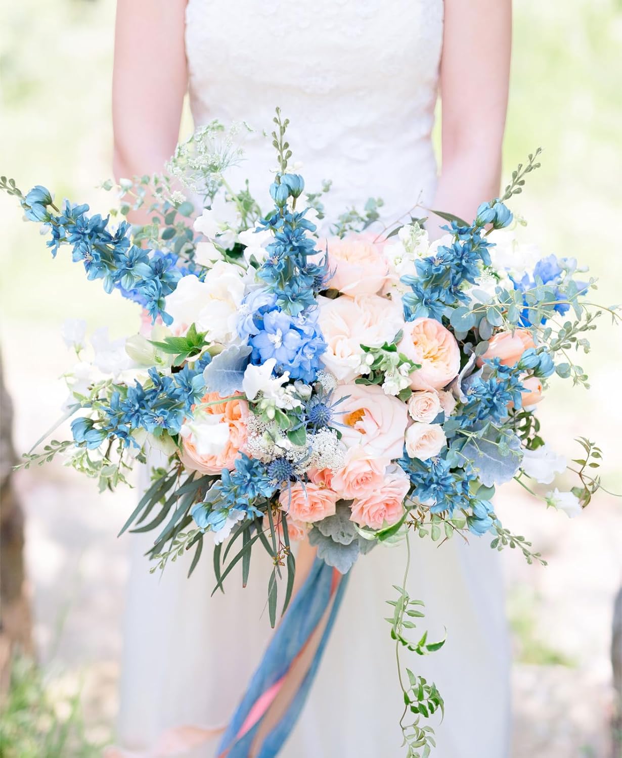 6PCS Blue Delphinium Artificial Flowers 33" Larkspur Silk Flowers for Tall Vase Long Stem Fake Blue Flowers for Wedding Centerpieces Faux Flowers for Home Decor Indoor (Blue)