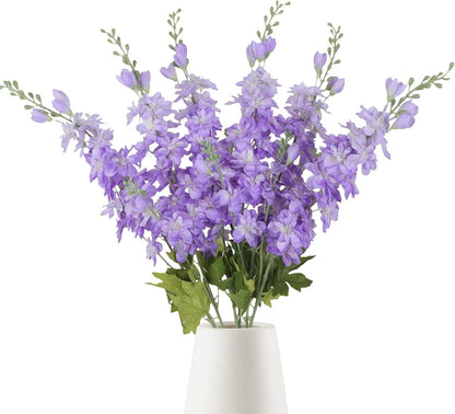 6PCS Blue Delphinium Artificial Flowers 33" Larkspur Silk Flowers for Tall Vase Long Stem Fake Blue Flowers for Wedding Centerpieces Faux Flowers for Home Decor Indoor (Blue)