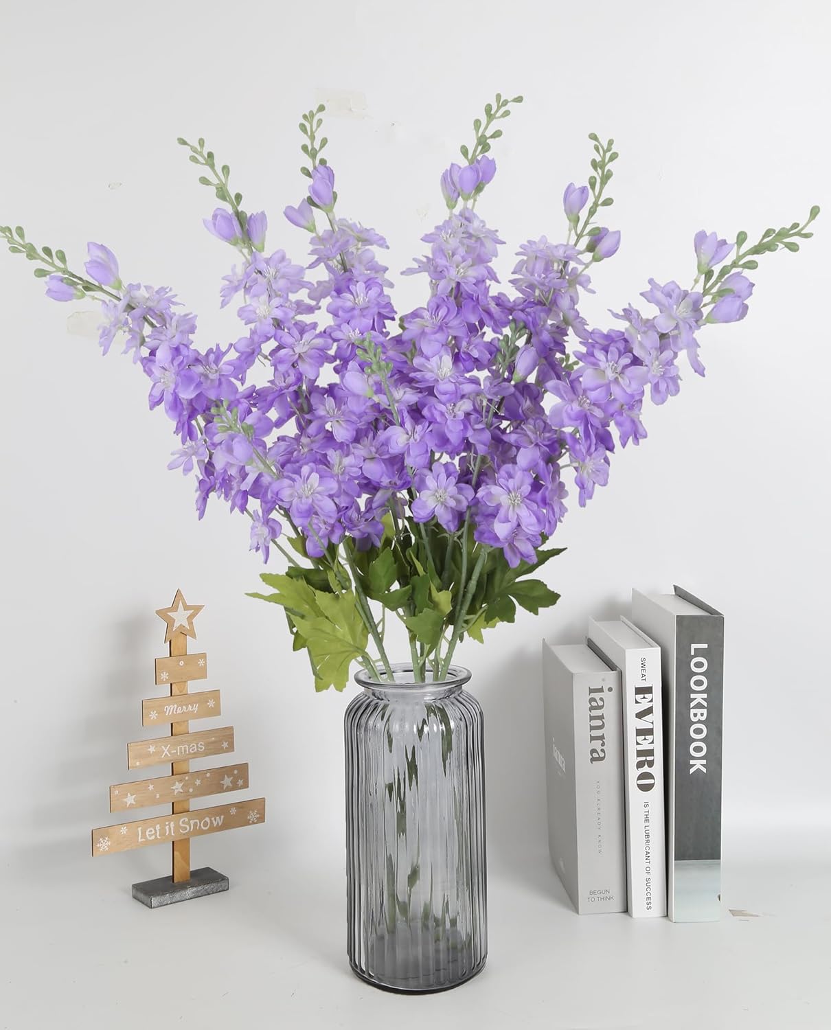 6PCS Blue Delphinium Artificial Flowers 33" Larkspur Silk Flowers for Tall Vase Long Stem Fake Blue Flowers for Wedding Centerpieces Faux Flowers for Home Decor Indoor (Blue)