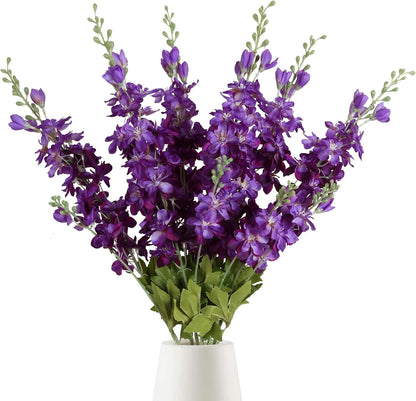 6PCS Blue Delphinium Artificial Flowers 33" Larkspur Silk Flowers for Tall Vase Long Stem Fake Blue Flowers for Wedding Centerpieces Faux Flowers for Home Decor Indoor (Blue)