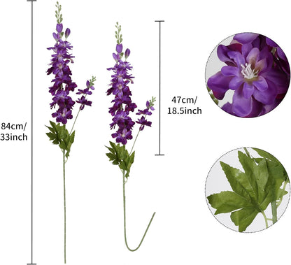 6PCS Blue Delphinium Artificial Flowers 33" Larkspur Silk Flowers for Tall Vase Long Stem Fake Blue Flowers for Wedding Centerpieces Faux Flowers for Home Decor Indoor (Blue)