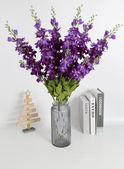 6PCS Blue Delphinium Artificial Flowers 33" Larkspur Silk Flowers for Tall Vase Long Stem Fake Blue Flowers for Wedding Centerpieces Faux Flowers for Home Decor Indoor (Blue)