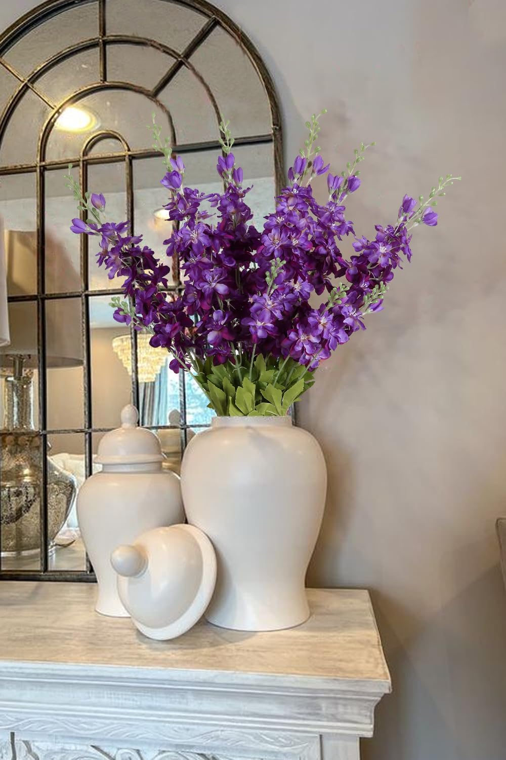 6PCS Blue Delphinium Artificial Flowers 33" Larkspur Silk Flowers for Tall Vase Long Stem Fake Blue Flowers for Wedding Centerpieces Faux Flowers for Home Decor Indoor (Blue)