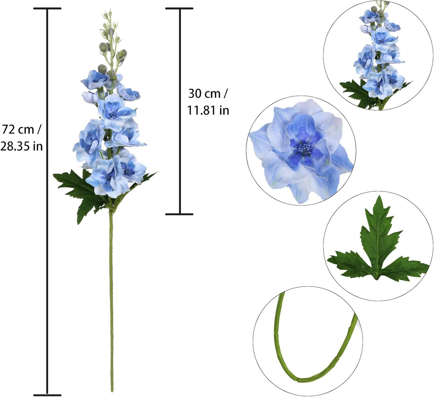 6PCS Blue Delphinium Artificial Flowers 33" Larkspur Silk Flowers for Tall Vase Long Stem Fake Blue Flowers for Wedding Centerpieces Faux Flowers for Home Decor Indoor (Blue)