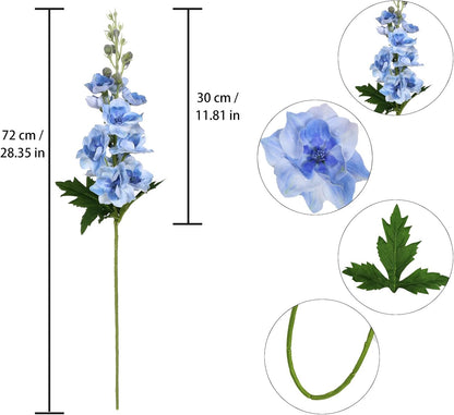 6PCS Blue Delphinium Artificial Flowers 33" Larkspur Silk Flowers for Tall Vase Long Stem Fake Blue Flowers for Wedding Centerpieces Faux Flowers for Home Decor Indoor (Blue)