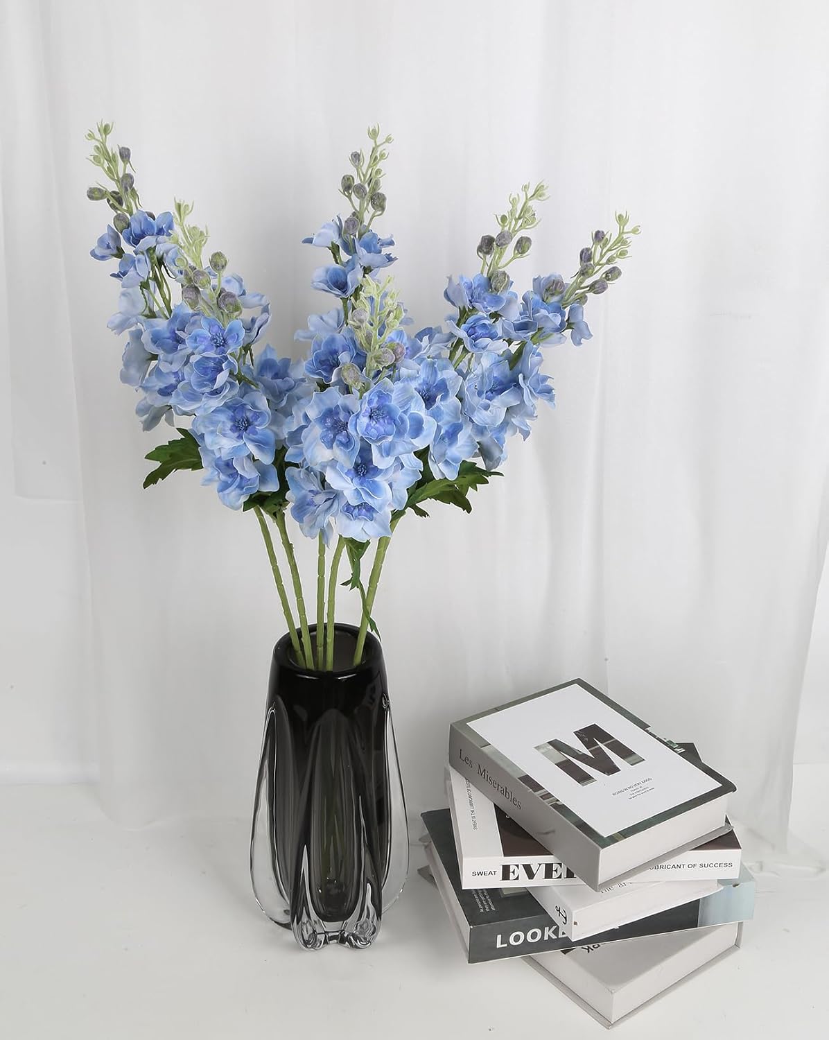 6PCS Blue Delphinium Artificial Flowers 33" Larkspur Silk Flowers for Tall Vase Long Stem Fake Blue Flowers for Wedding Centerpieces Faux Flowers for Home Decor Indoor (Blue)