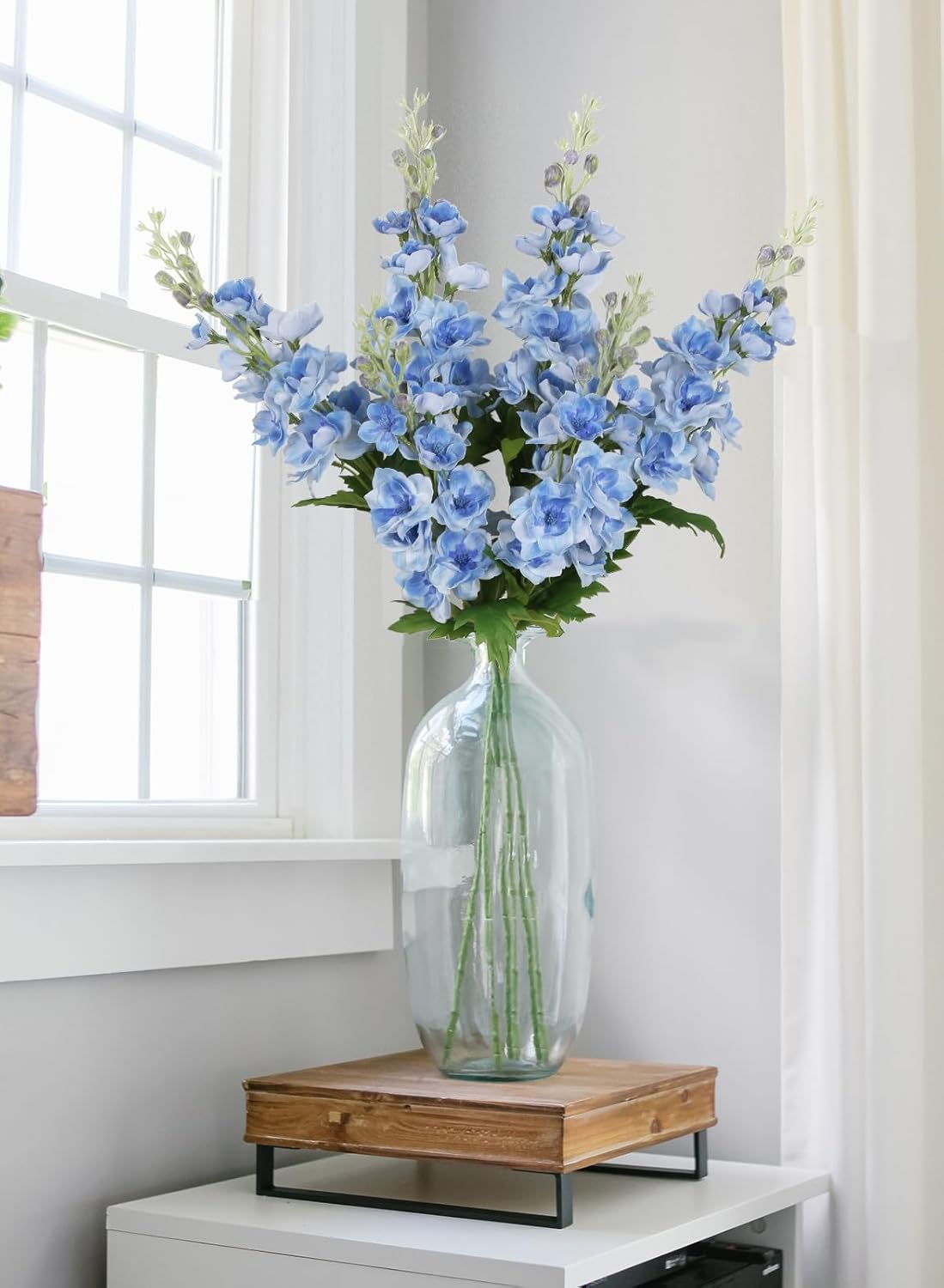 6PCS Blue Delphinium Artificial Flowers 33" Larkspur Silk Flowers for Tall Vase Long Stem Fake Blue Flowers for Wedding Centerpieces Faux Flowers for Home Decor Indoor (Blue)