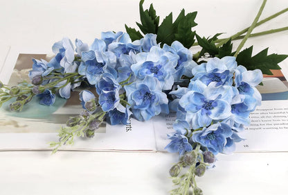6PCS Blue Delphinium Artificial Flowers 33" Larkspur Silk Flowers for Tall Vase Long Stem Fake Blue Flowers for Wedding Centerpieces Faux Flowers for Home Decor Indoor (Blue)