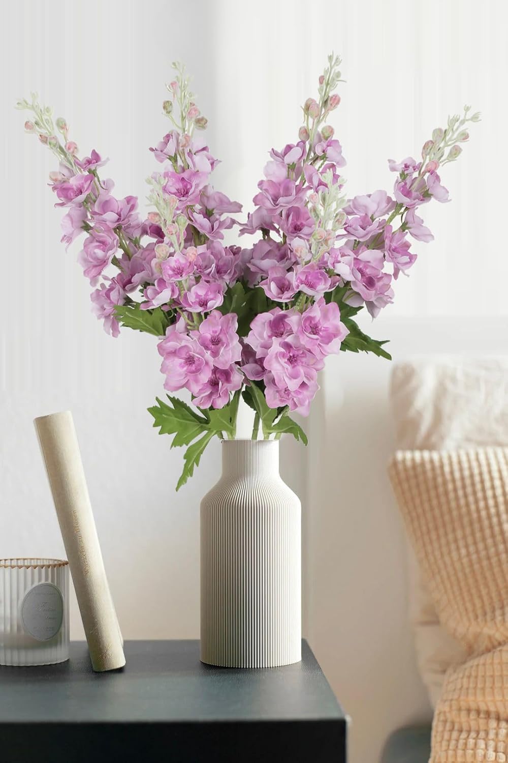 6PCS Blue Delphinium Artificial Flowers 33" Larkspur Silk Flowers for Tall Vase Long Stem Fake Blue Flowers for Wedding Centerpieces Faux Flowers for Home Decor Indoor (Blue)