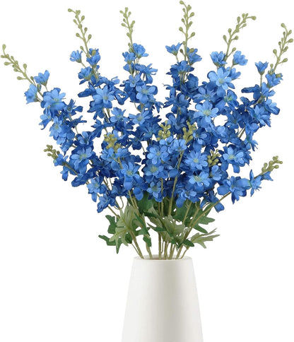 6PCS Blue Delphinium Artificial Flowers 33" Larkspur Silk Flowers for Tall Vase Long Stem Fake Blue Flowers for Wedding Centerpieces Faux Flowers for Home Decor Indoor (Blue)