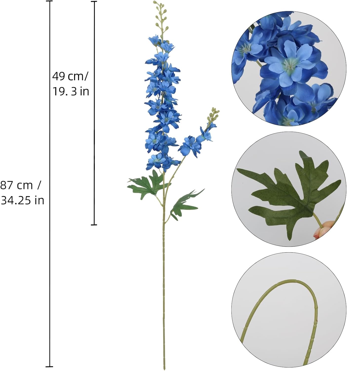 6PCS Blue Delphinium Artificial Flowers 33" Larkspur Silk Flowers for Tall Vase Long Stem Fake Blue Flowers for Wedding Centerpieces Faux Flowers for Home Decor Indoor (Blue)