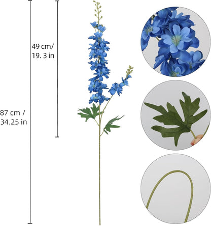 6PCS Blue Delphinium Artificial Flowers 33" Larkspur Silk Flowers for Tall Vase Long Stem Fake Blue Flowers for Wedding Centerpieces Faux Flowers for Home Decor Indoor (Blue)