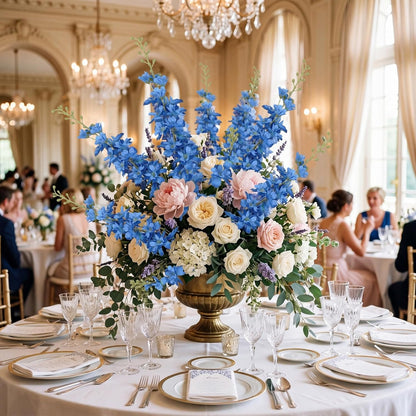 6PCS Blue Delphinium Artificial Flowers 33" Larkspur Silk Flowers for Tall Vase Long Stem Fake Blue Flowers for Wedding Centerpieces Faux Flowers for Home Decor Indoor (Blue)