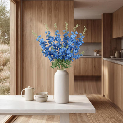 6PCS Blue Delphinium Artificial Flowers 33" Larkspur Silk Flowers for Tall Vase Long Stem Fake Blue Flowers for Wedding Centerpieces Faux Flowers for Home Decor Indoor (Blue)