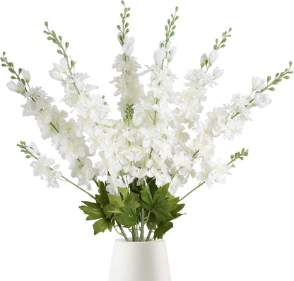 6PCS Blue Delphinium Artificial Flowers 33" Larkspur Silk Flowers for Tall Vase Long Stem Fake Blue Flowers for Wedding Centerpieces Faux Flowers for Home Decor Indoor (Blue)