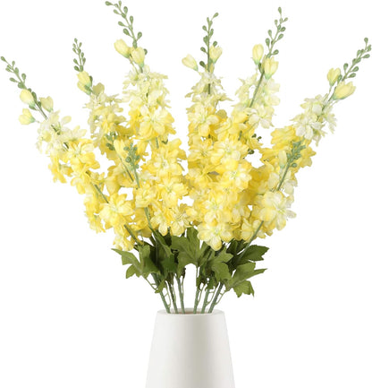 6PCS Blue Delphinium Artificial Flowers 33" Larkspur Silk Flowers for Tall Vase Long Stem Fake Blue Flowers for Wedding Centerpieces Faux Flowers for Home Decor Indoor (Blue)