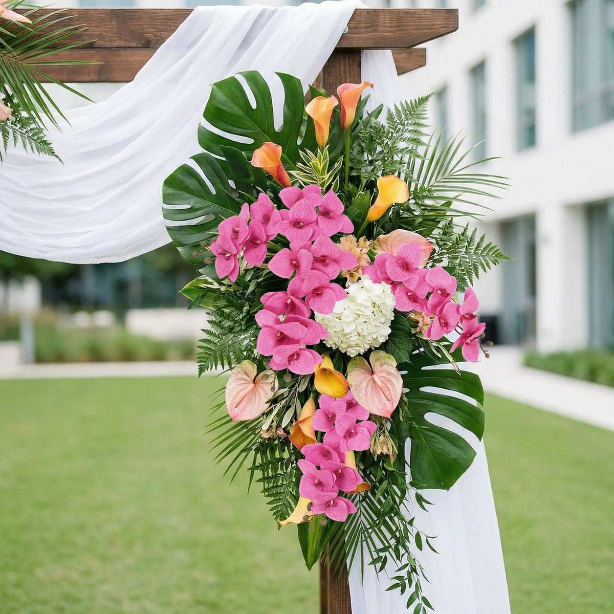 6 Pcs Hot Pink Orchids Artificial Flowers Velvet Silk Faux Phalaenopsis Orchid Stems 30" Long Branch Fake Orchids That Look Real for Tall Vase Wedding Party Centerpieces Home Decor (Hot Pink)