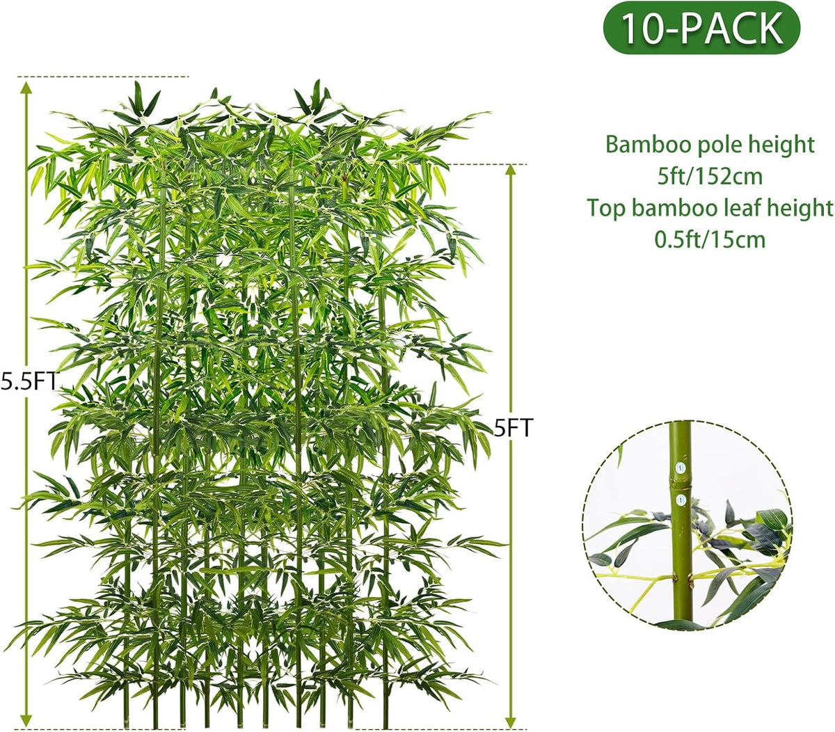 6ft, 20 Pack Fake Bamboo Outdoor Artificial Bamboo Plants