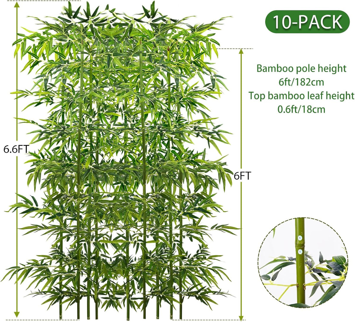 6ft, 20 Pack Fake Bamboo Outdoor Artificial Bamboo Plants