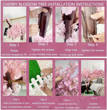 Japanese Artificial Cherry Blossom Tree Wishing Tree Handmade Shopping Wedding Party Indoor and Outdoor Decoration Artificial Cherry Blossom Tree,Pink,H3.9*L3.9ft