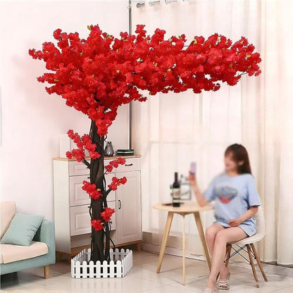 Japanese Artificial Cherry Blossom Tree Wishing Tree Handmade Shopping Wedding Party Indoor and Outdoor Decoration Artificial Cherry Blossom Tree,Pink,H3.9*L3.9ft