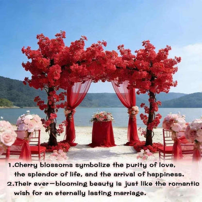 Japanese Artificial Cherry Blossom Tree Wishing Tree Handmade Shopping Wedding Party Indoor and Outdoor Decoration Artificial Cherry Blossom Tree,Pink,H3.9*L3.9ft