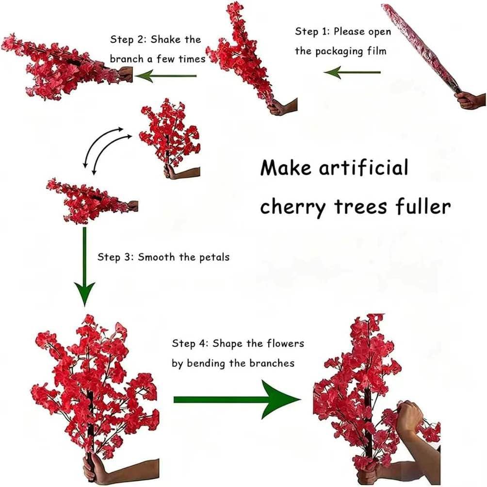 Japanese Artificial Cherry Blossom Tree Wishing Tree Handmade Shopping Wedding Party Indoor and Outdoor Decoration Artificial Cherry Blossom Tree,Pink,H3.9*L3.9ft