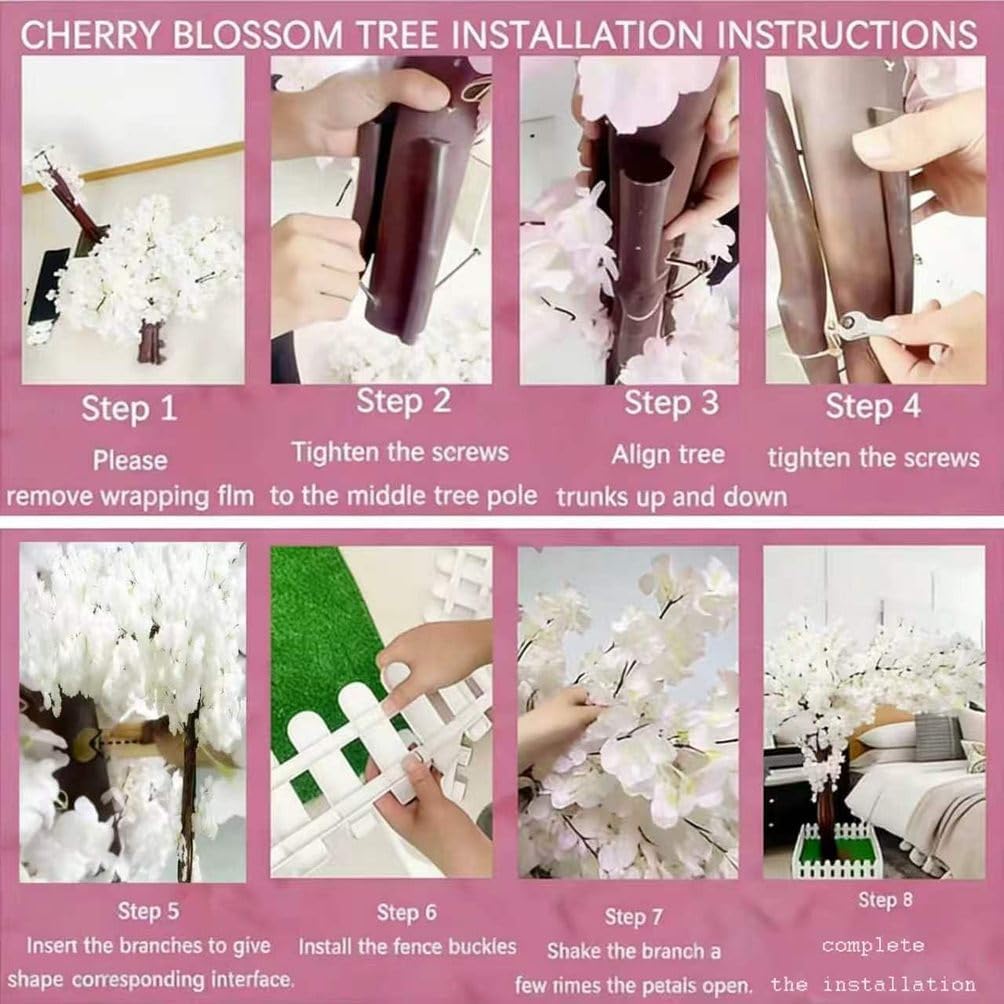 Japanese Artificial Cherry Blossom Tree Wishing Tree Handmade Shopping Wedding Party Indoor and Outdoor Decoration Artificial Cherry Blossom Tree,Pink,H3.9*L3.9ft