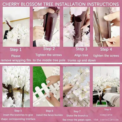 Japanese Artificial Cherry Blossom Tree Wishing Tree Handmade Shopping Wedding Party Indoor and Outdoor Decoration Artificial Cherry Blossom Tree,Pink,H3.9*L3.9ft