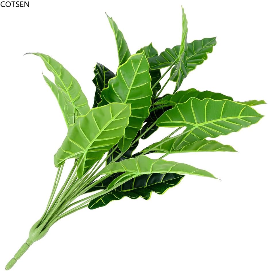 Artificial Plants 2 Pcs Artificial Alocasia Plants 28inch Faux Alocasia Tree Large Fake Plants Family Office Indoor Outside Decor