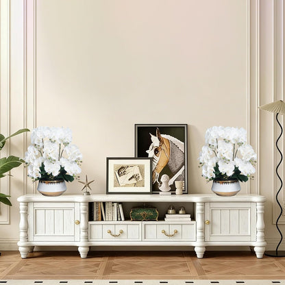 Orchids Artificial Flower Real Touch Fake Flowers in Large Ceramic Pot