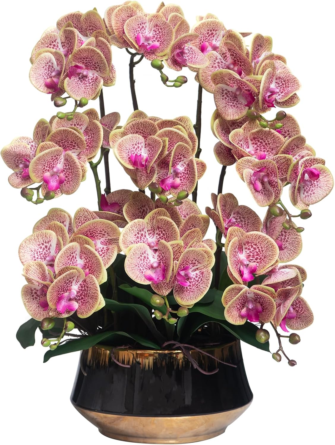 Orchids Artificial Flower Real Touch Fake Flowers in Large Ceramic Pot