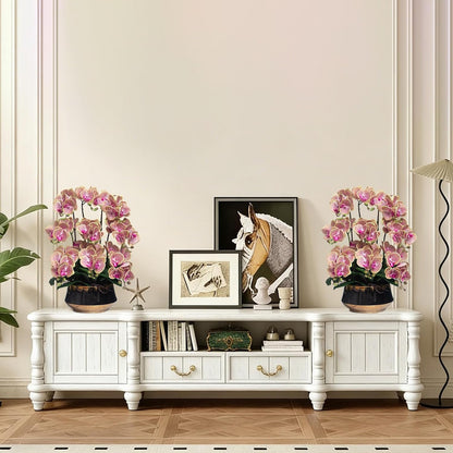 Orchids Artificial Flower Real Touch Fake Flowers in Large Ceramic Pot
