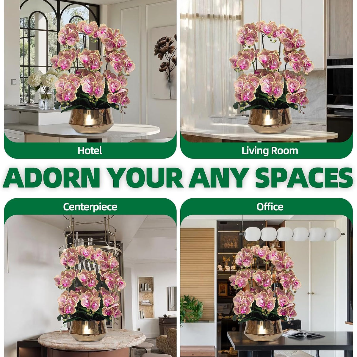Orchids Artificial Flower Real Touch Fake Flowers in Large Ceramic Pot