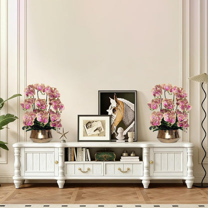 Orchids Artificial Flower Real Touch Fake Flowers in Large Ceramic Pot