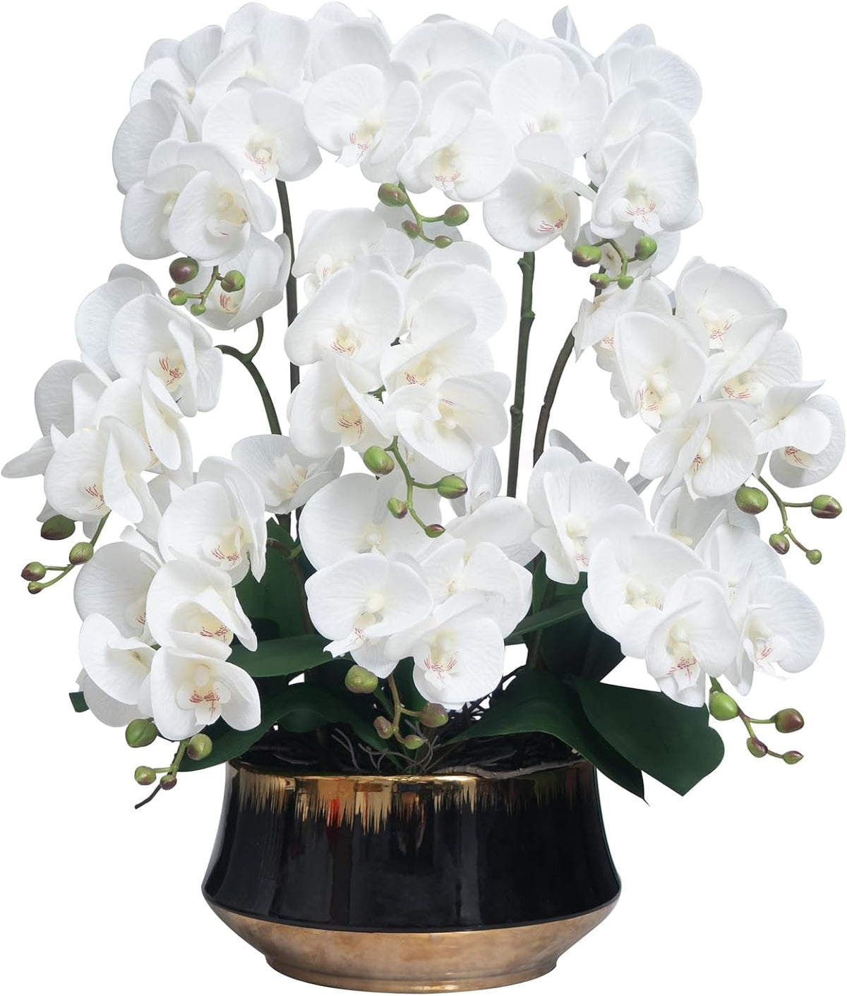 Orchids Artificial Flower Real Touch Fake Flowers in Large Ceramic Pot