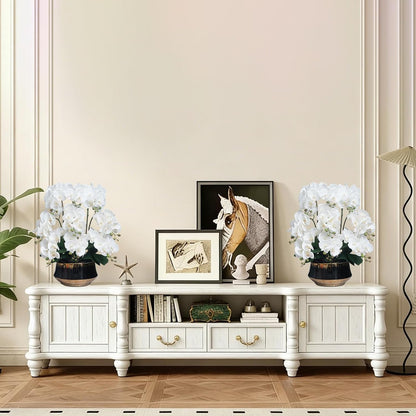 Orchids Artificial Flower Real Touch Fake Flowers in Large Ceramic Pot