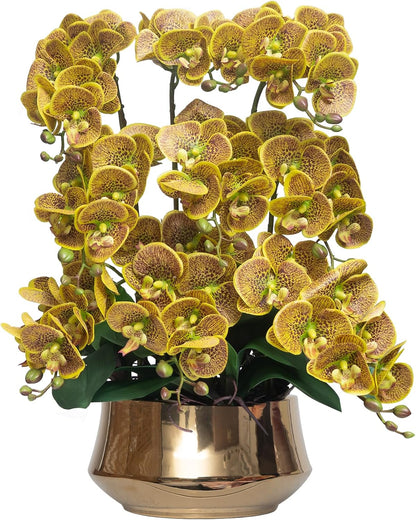 Orchids Artificial Flower Real Touch Fake Flowers in Large Ceramic Pot