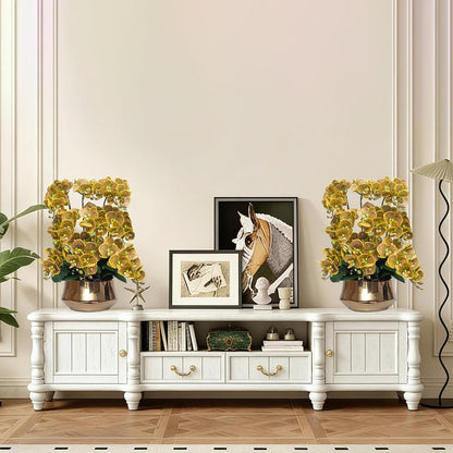 Orchids Artificial Flower Real Touch Fake Flowers in Large Ceramic Pot