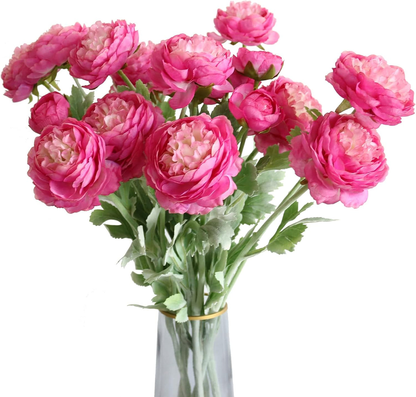 6PCS Artificial Ranunculus Flowers with Real Touch Stem for Household Arrangement (Light Orange)