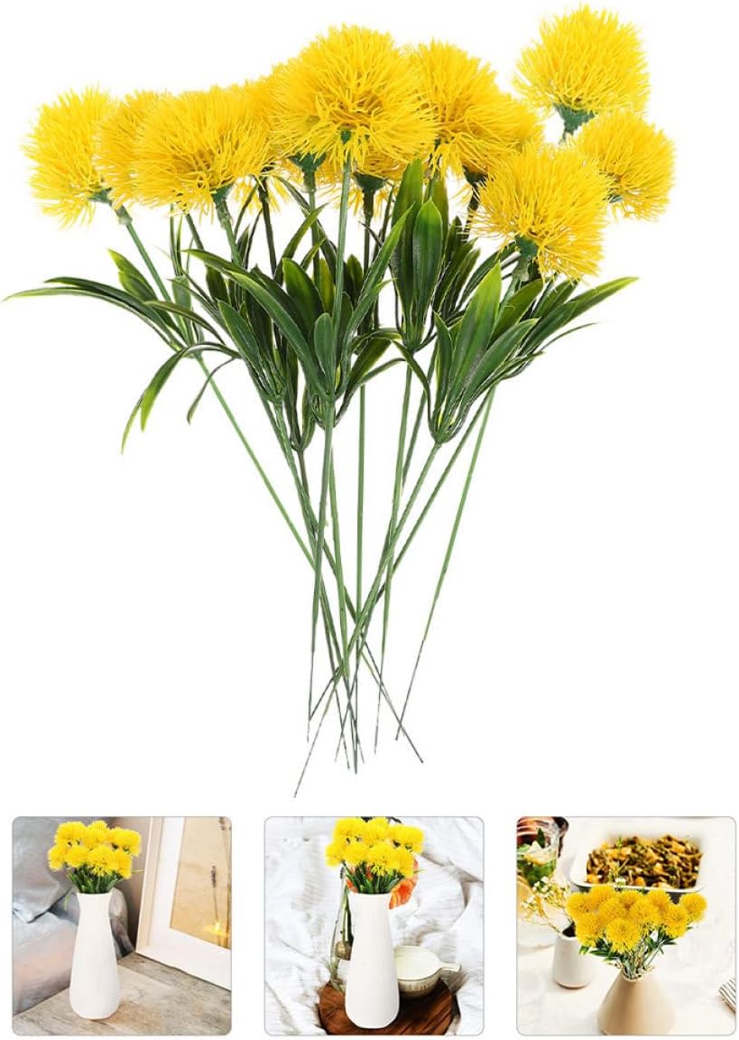 12 Pcs Lifelike Dandelion Branches Artificial Dandelion Flower Stems for Home Decor Wedding Party Office Dorm Photo Prop 9.84 inch Fake Ornament