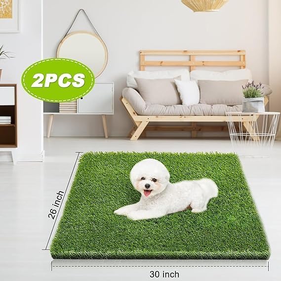 2 Pack Grass Pee Pads for Dogs Potty, Reusable Artificial Grass Mat for Puppy & Cats (26x30 inch)