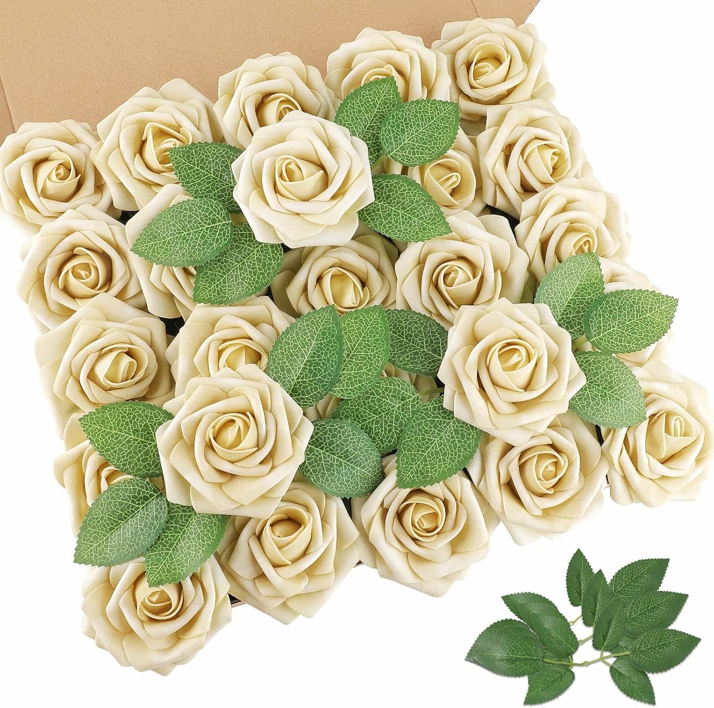 Artificial Flowers Dark Red Rose 25pcs Real Looking Fake Roses w/Stem for DIY Wedding Bouquets Centerpieces Arrangements Party Baby Shower Birthday Christmas Tree Decorations