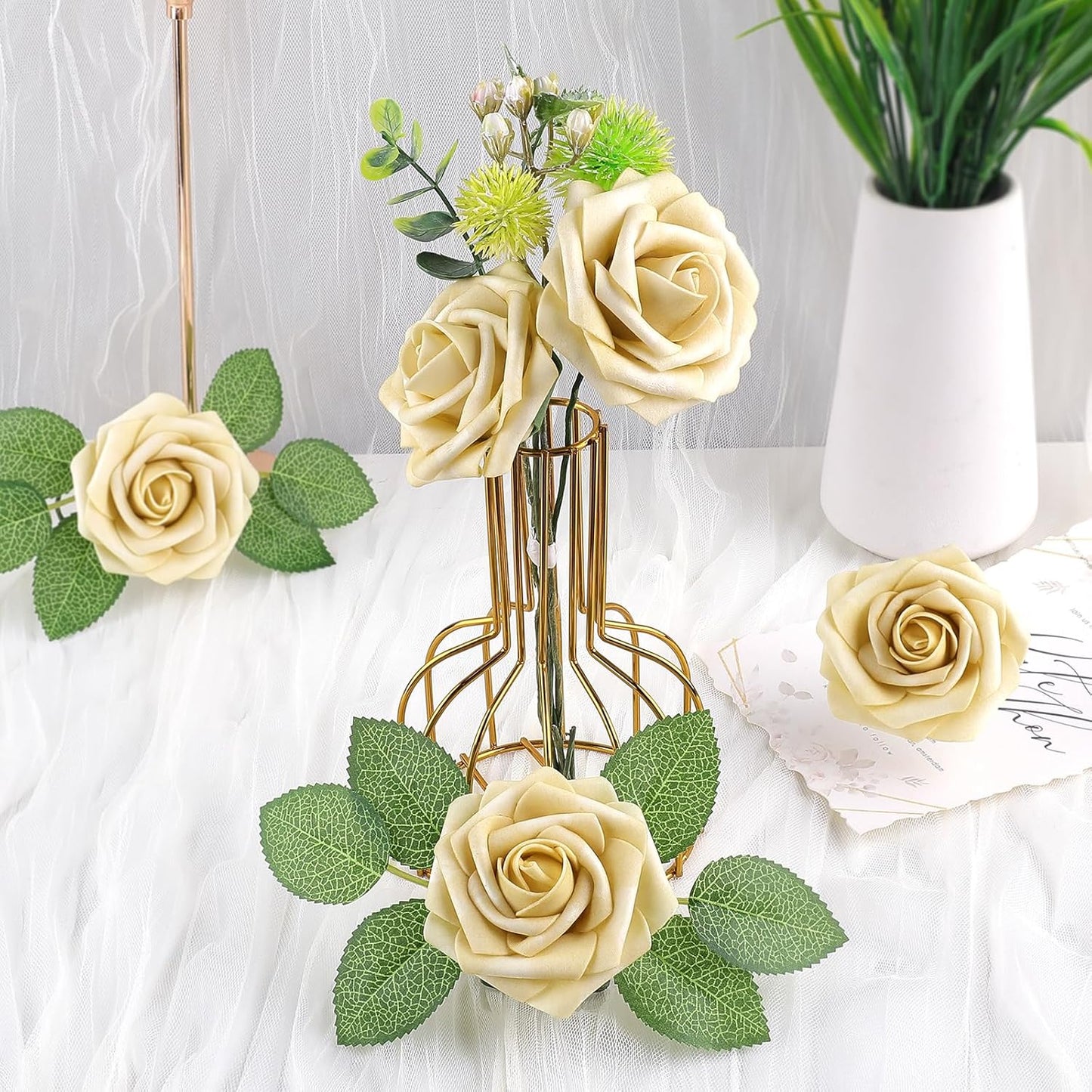 Artificial Flowers Dark Red Rose 25pcs Real Looking Fake Roses w/Stem for DIY Wedding Bouquets Centerpieces Arrangements Party Baby Shower Birthday Christmas Tree Decorations