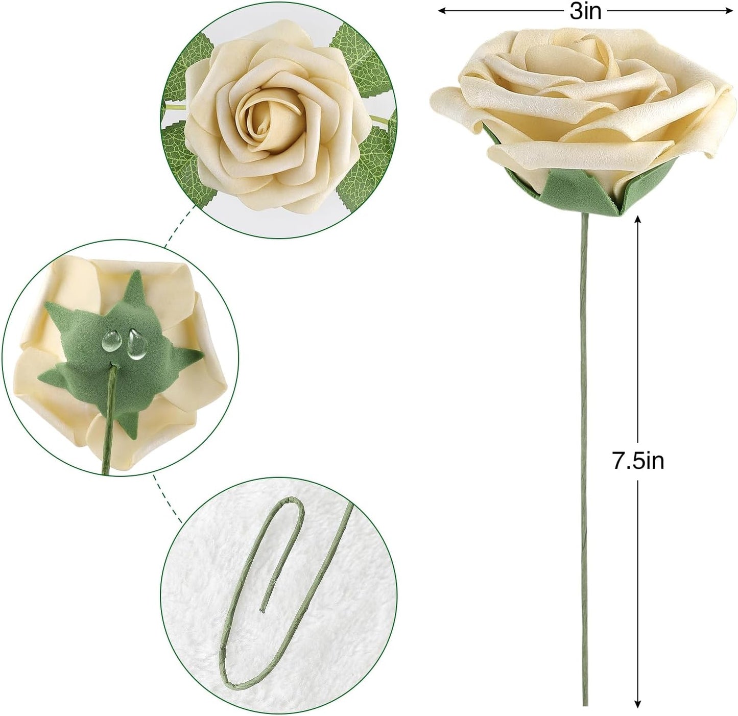Artificial Flowers Dark Red Rose 25pcs Real Looking Fake Roses w/Stem for DIY Wedding Bouquets Centerpieces Arrangements Party Baby Shower Birthday Christmas Tree Decorations