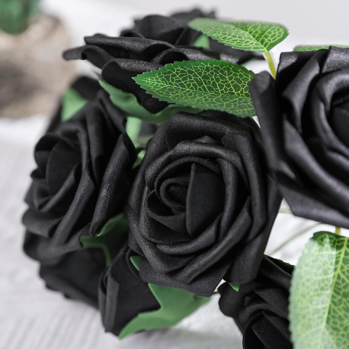 Artificial Flowers Dark Red Rose 25pcs Real Looking Fake Roses w/Stem for DIY Wedding Bouquets Centerpieces Arrangements Party Baby Shower Birthday Christmas Tree Decorations